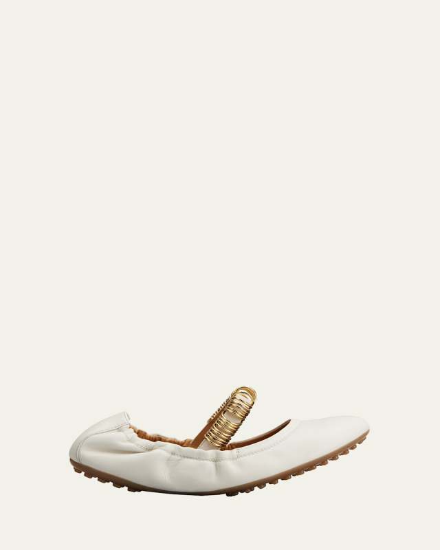 Cosmo Rings Leather Ballerina Flats